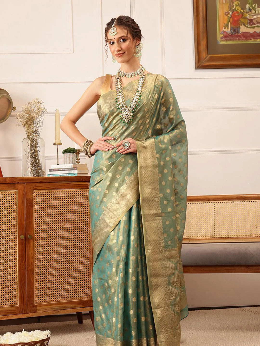 Floral Printed Kanjeevaram Saree